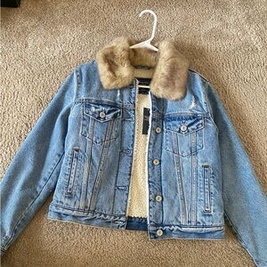 Abercrombie & Fitch Denim Jacket with‎ Faux Fur Collar